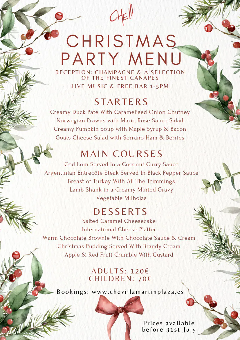 fairways restaurant Christmas Day 2025villamartin plaza