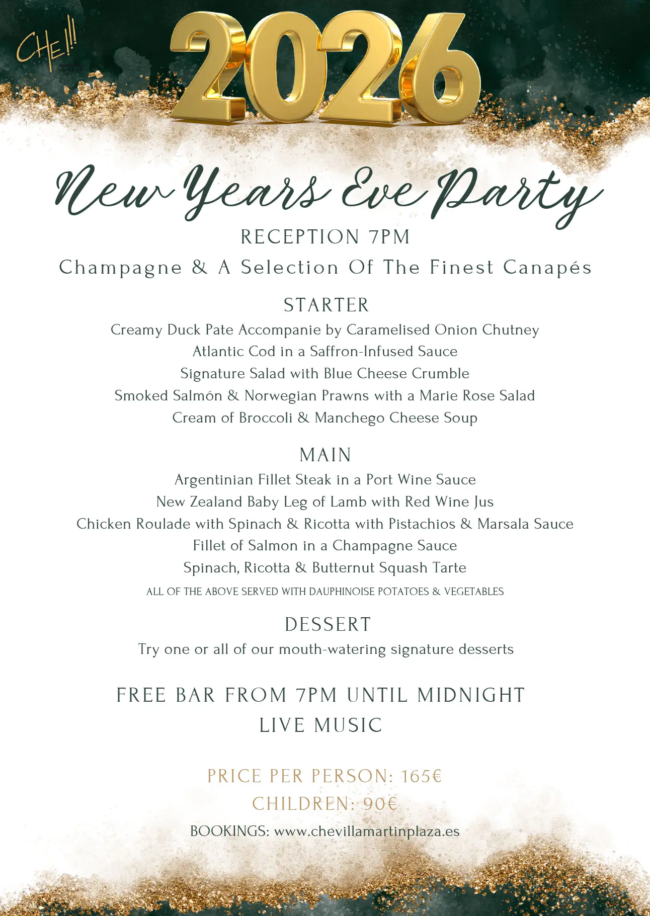 fairways restaurant New Years Eve 2025villamartin plaza