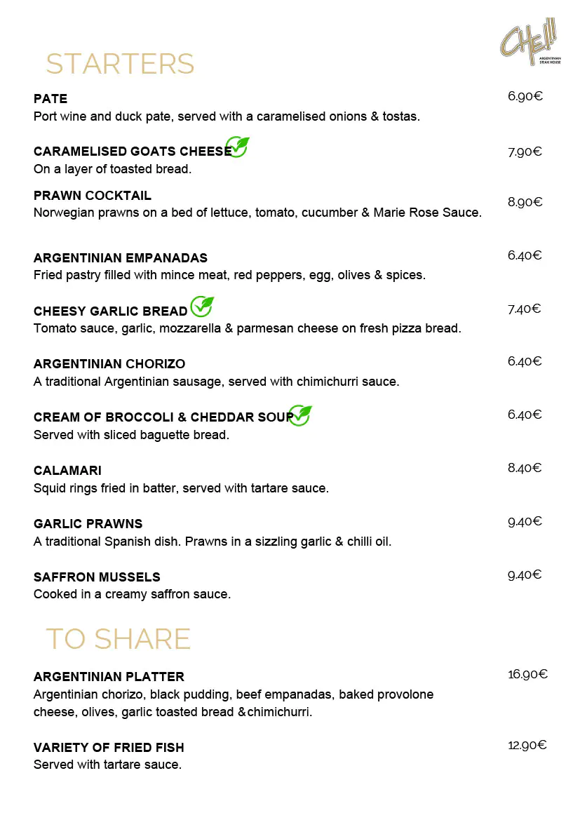 Che Argentinia Grill Restaurant 2024 Daily Menu 2