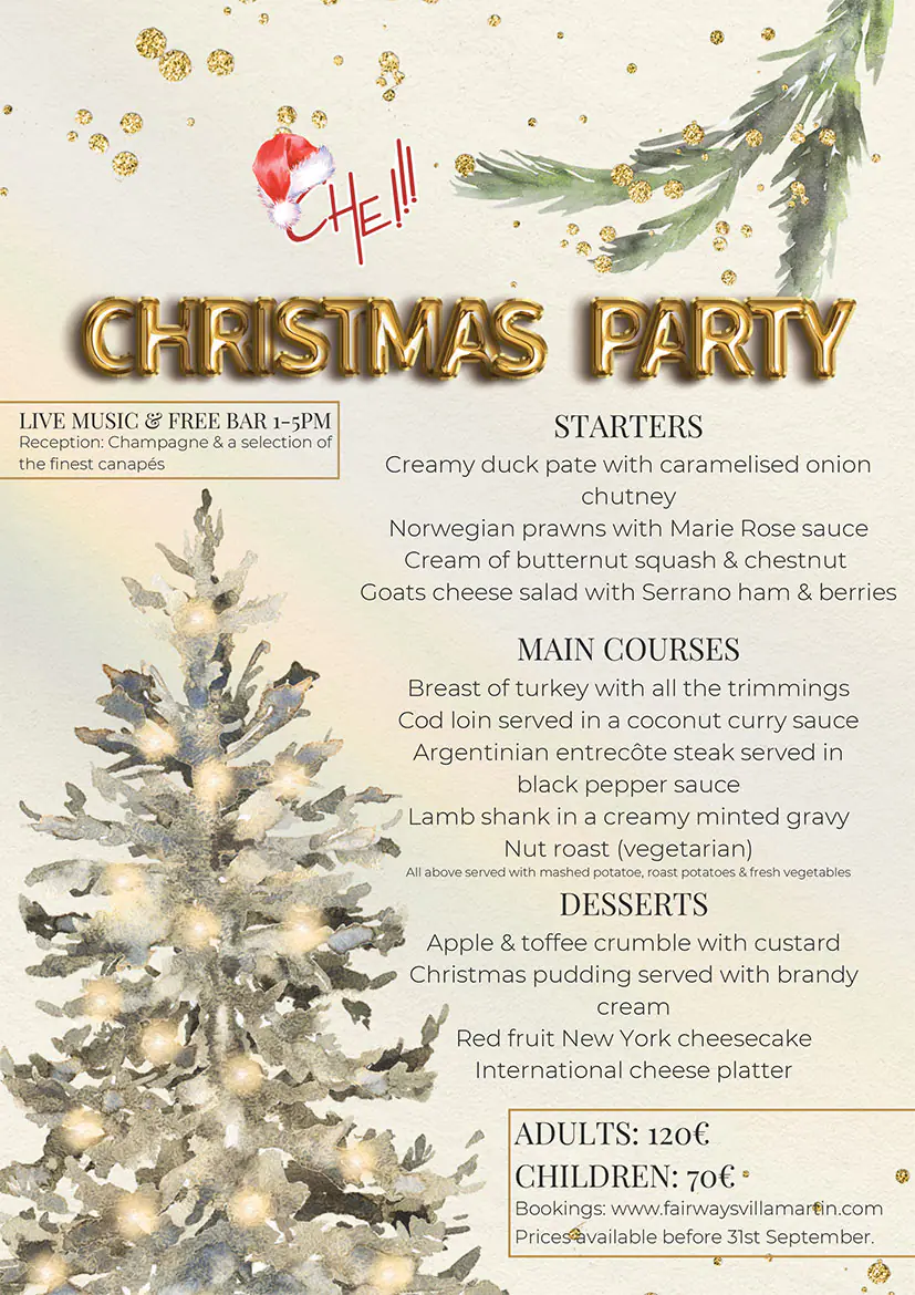 che restaurant Christmas Day 2026villamartin plaza