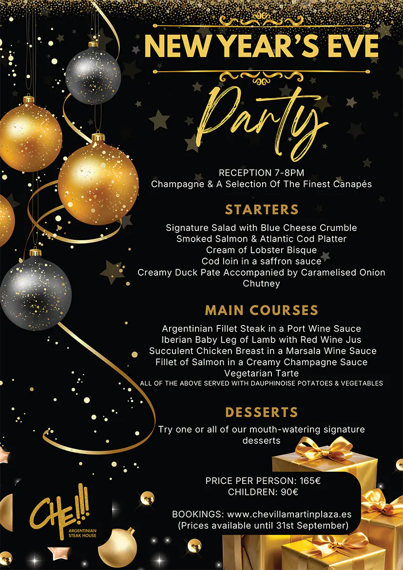 che restaurant New Years Eve 2026villamartin plaza