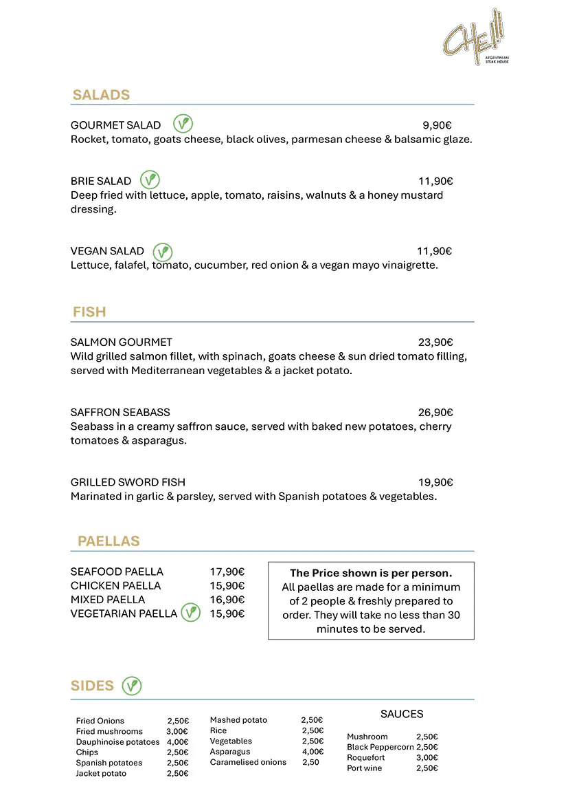Che Argentinia Grill Restaurant 2026 May Daily Menu 3